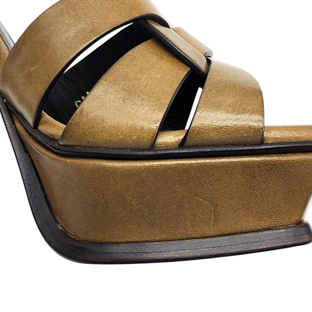 Saint Laurent Tribute Platform Leather Pumps Sandals Brown EU 35 US 5 $1100 NWB - Picture 7 of 11